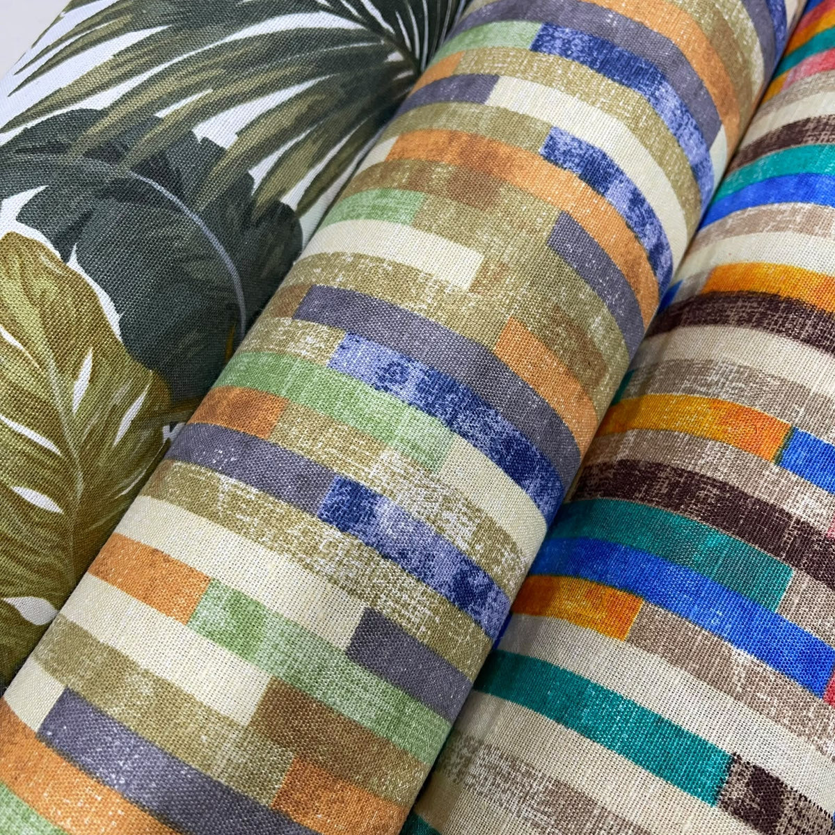 Abstract Broken Stripe Blocks Cotton Rich Half Panama 55" Wide Dress Craft Fabric By The Meter