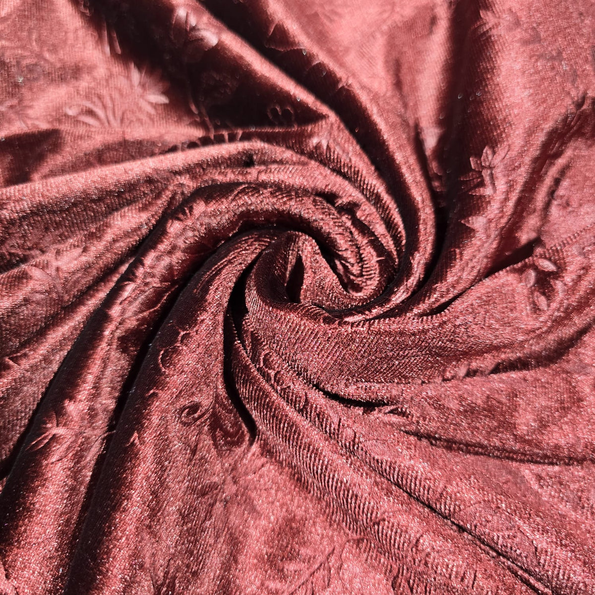 Blood Red Stretch Velvet Fabric 58" Wide – Embossed Floral & Plain Matching Velvet Mix & Match By The Metre