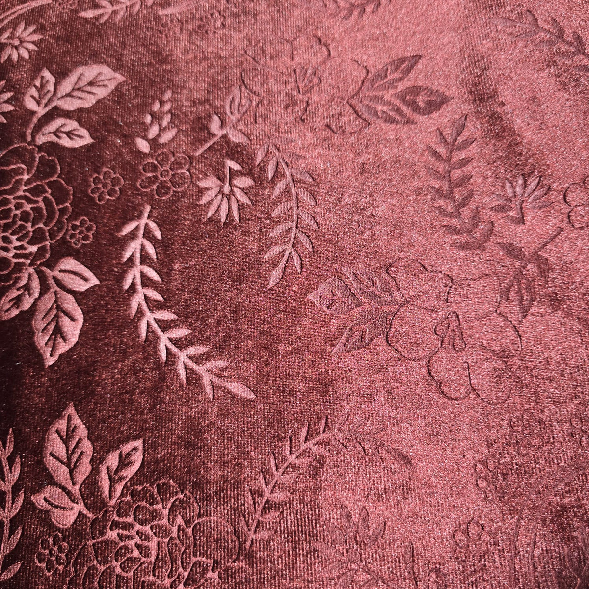 Blood Red Stretch Velvet Fabric 58" Wide – Embossed Floral & Plain Matching Velvet Mix & Match By The Metre