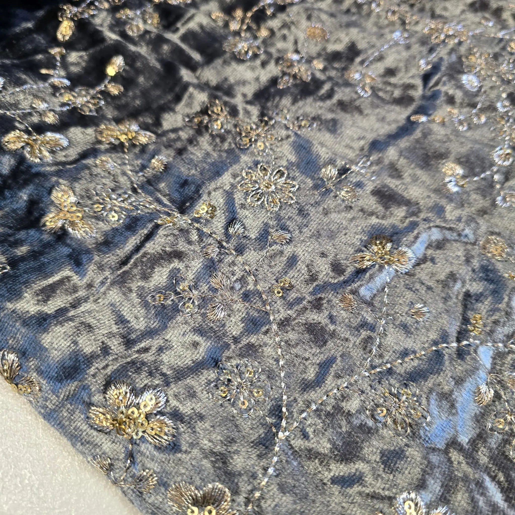 Hand Embroidery Silk Velvet Fabric Dress Craft Costume Quilting Material 44