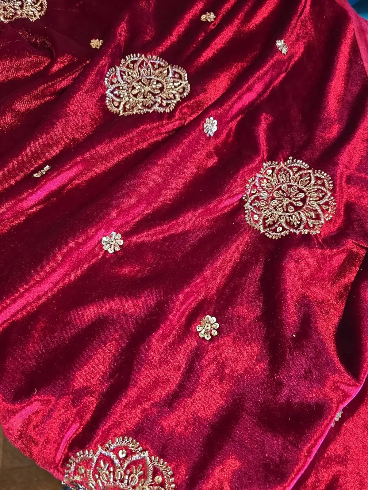 Hand Embroidery Silk Velvet Fabric Dress Craft Costume Quilting Material 44" Wide By The Meter