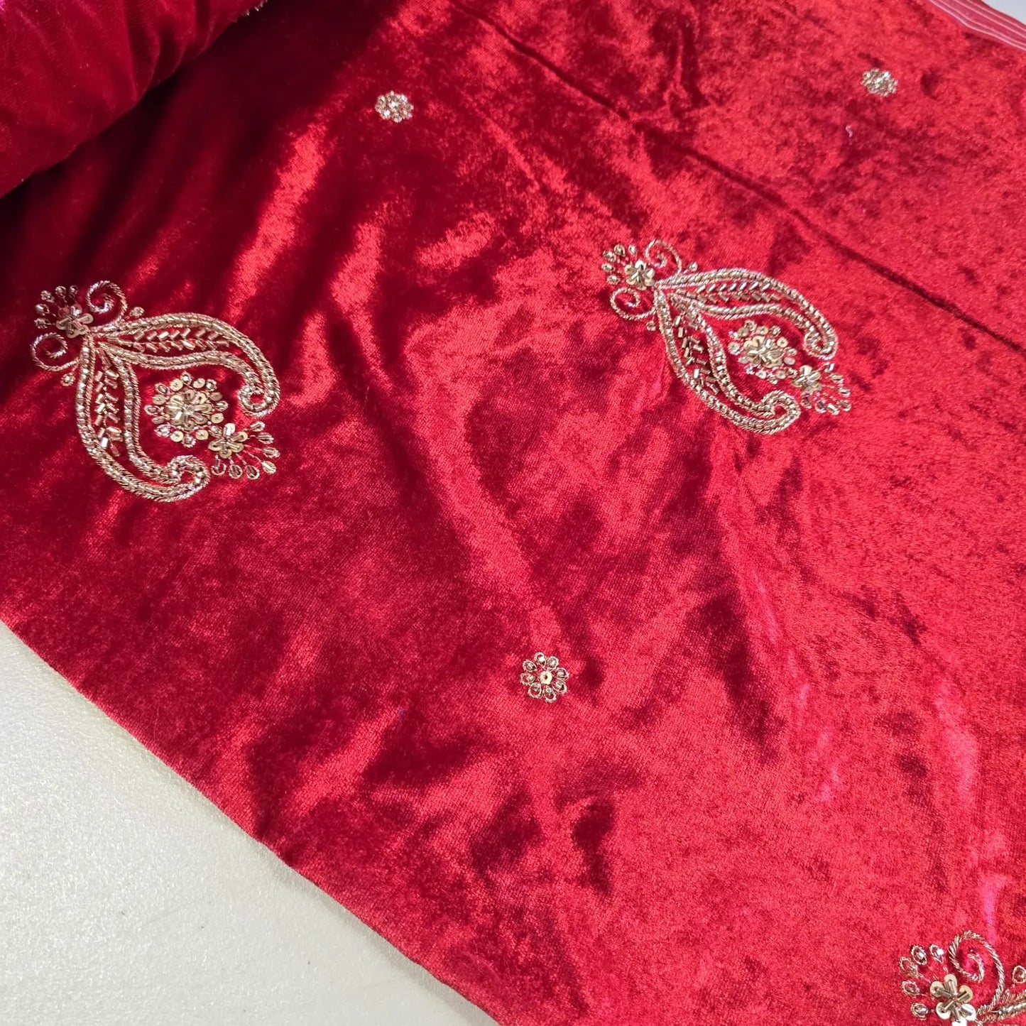 Hand Embroidery Silk Velvet Fabric Dress Craft Costume Quilting Material 44" Wide By The Meter