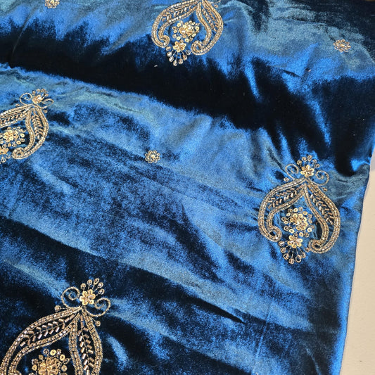 Hand Embroidery Silk Velvet Fabric Dress Craft Costume Quilting Material 44" Wide By The Meter