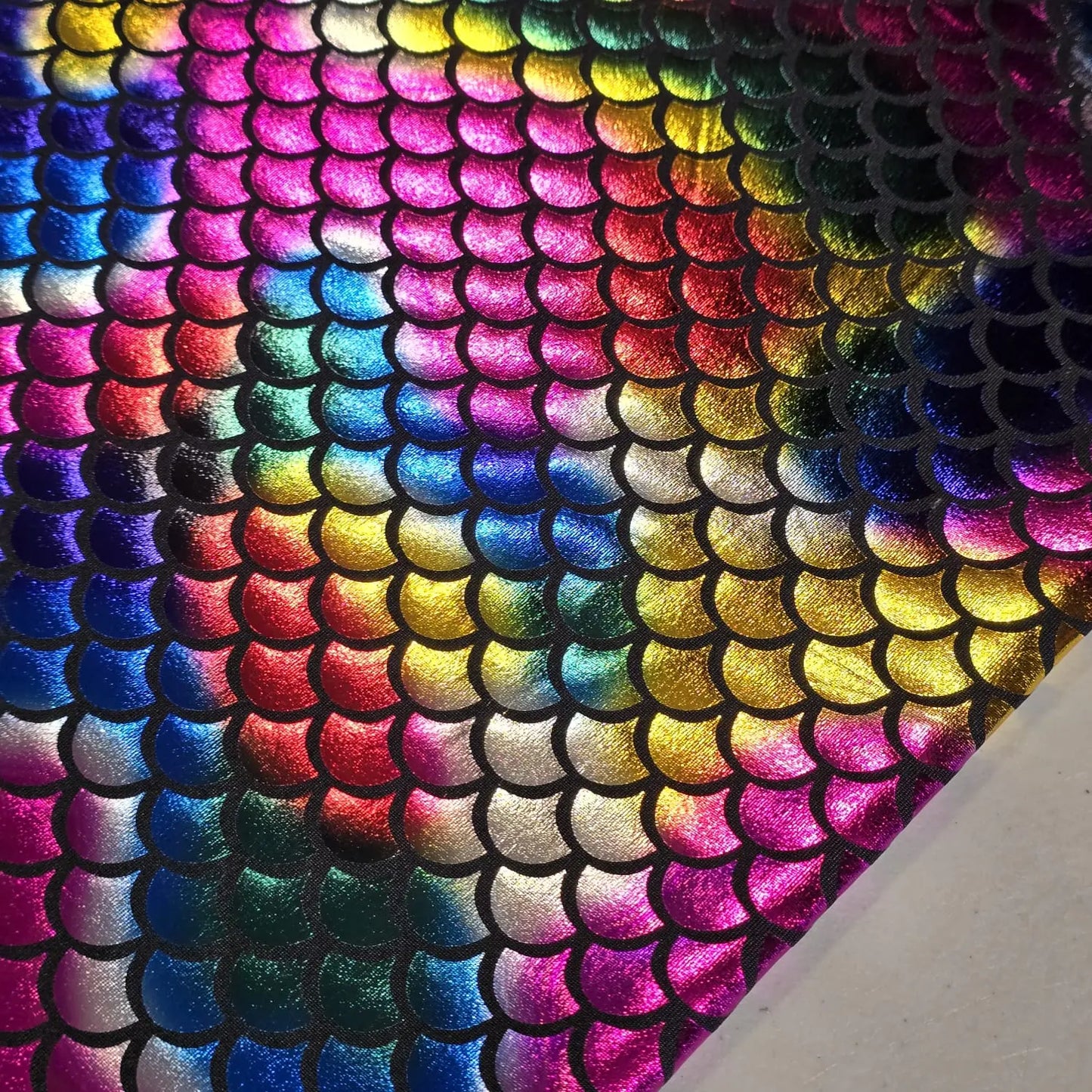 Metallic Mermaid Scale ITY Stretch Foil Reptile Snake Skin Dance Costume Fabric 58" Wide By The Meter