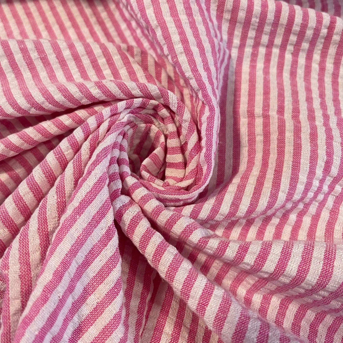 100% Cotton Seersucker Fabric – Crush Stripe 44" (112cm) Wide Dress & Craft Material, Sold by the Meter