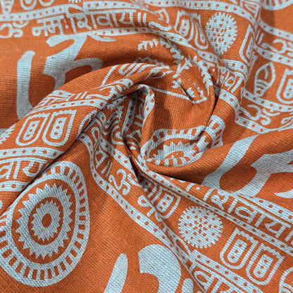Om Symbol Cotton Linen Fabric 44" Wide | Spiritual Print Dressmaking, Craft & Home Décor Material by the Metre