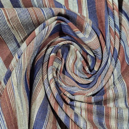 Yarn Dyed Striped Khadi 100% Cotton Fabric 44" Woven Dress Craft Material By The Meter