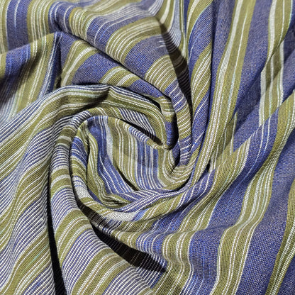 Yarn Dyed Striped Khadi 100% Cotton Fabric 44" Woven Dress Craft Material By The Meter