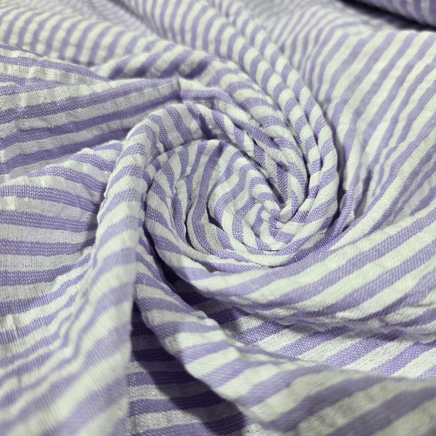 100% Cotton Seersucker Fabric – Crush Stripe 44" (112cm) Wide Dress & Craft Material, Sold by the Meter