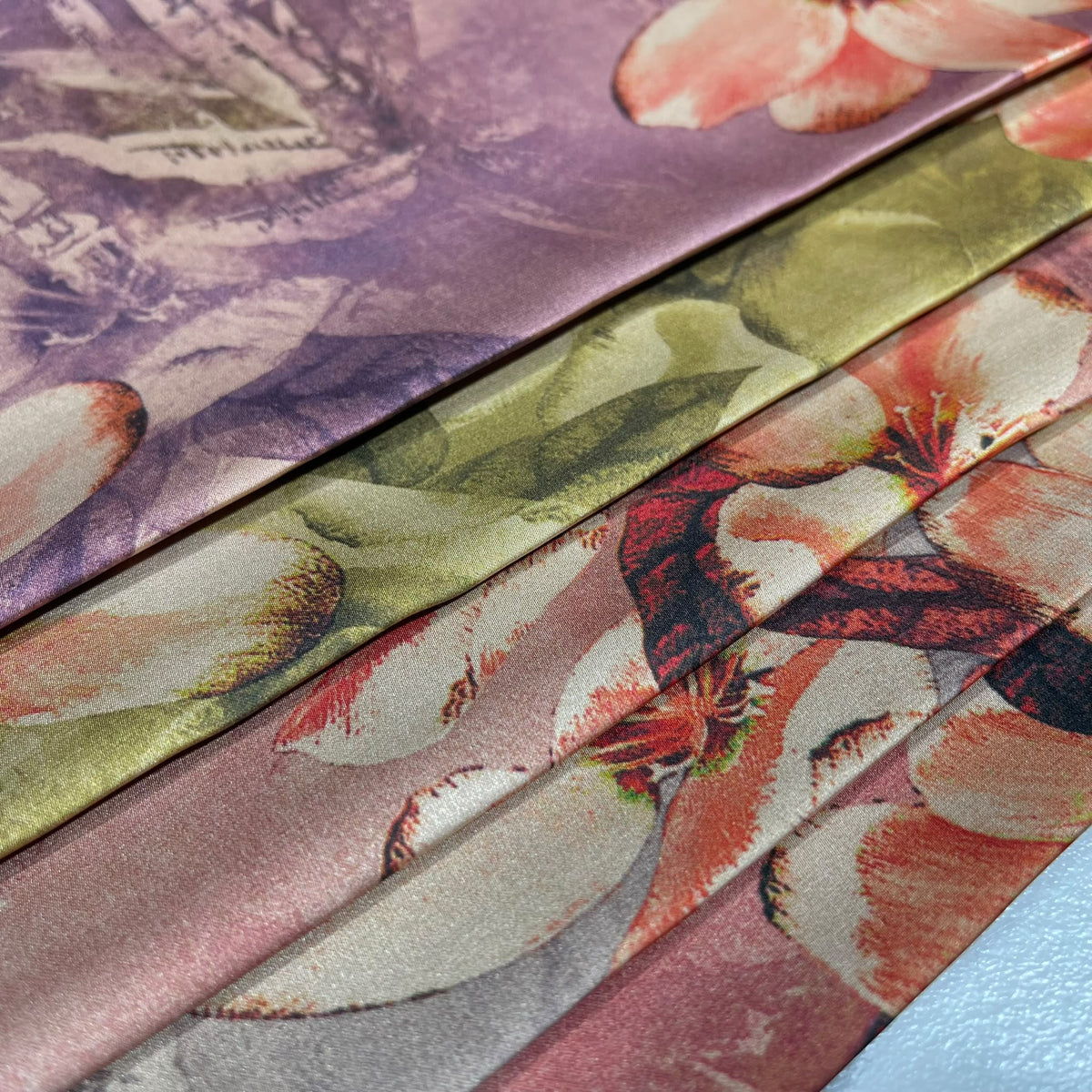 Floral Printed Luxury Satin Fabric 58" Wide Silky Soft Dress Fabric By The Meter