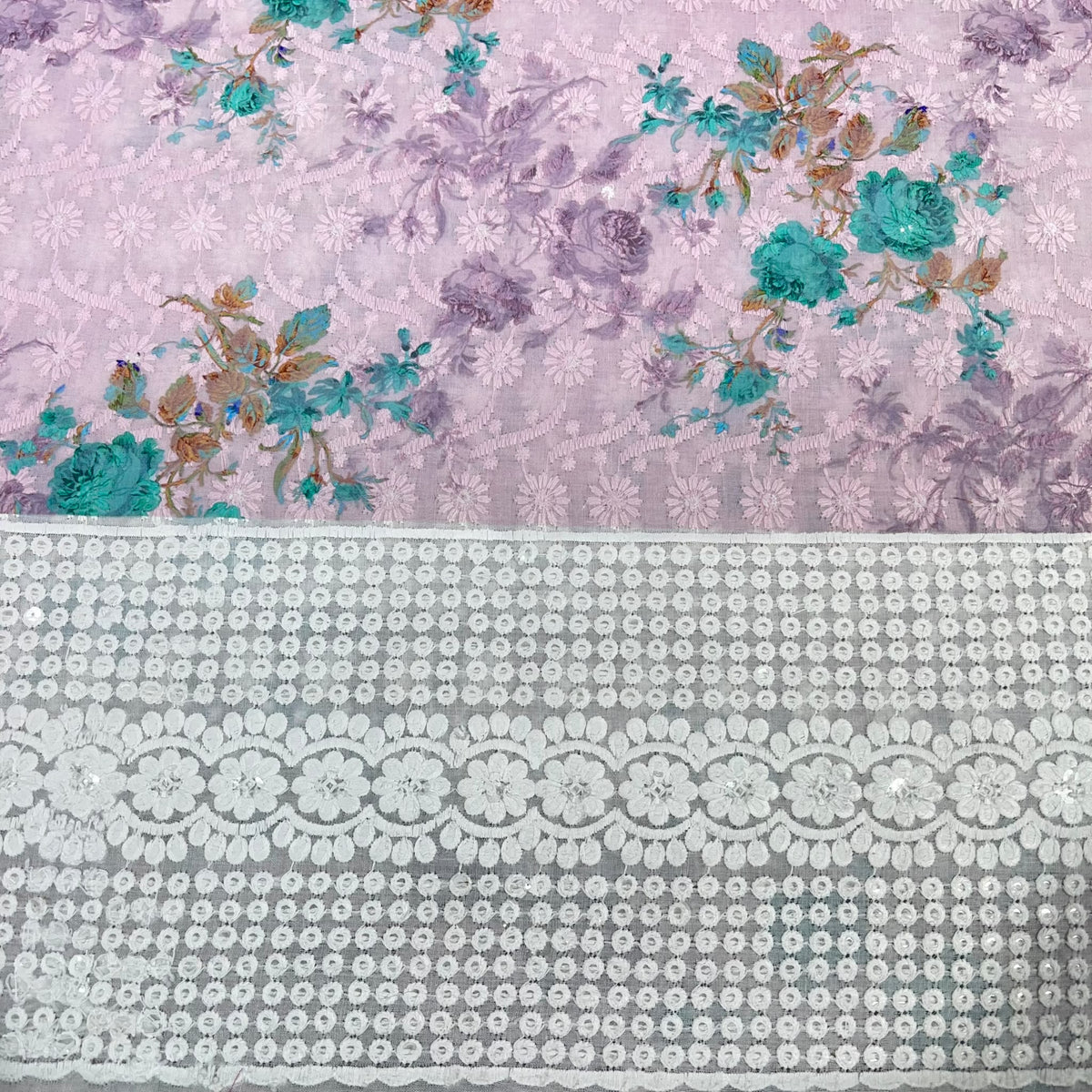 Floral Cotton Broderie Anglaise Fabric 100% Cotton Dress Craft Material 44" Wide By The Meter
