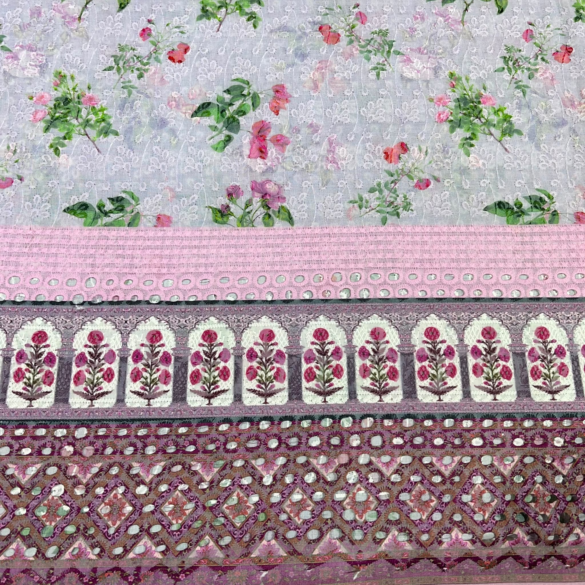 Floral Cotton Broderie Anglaise Fabric 100% Cotton Dress Craft Material 44
