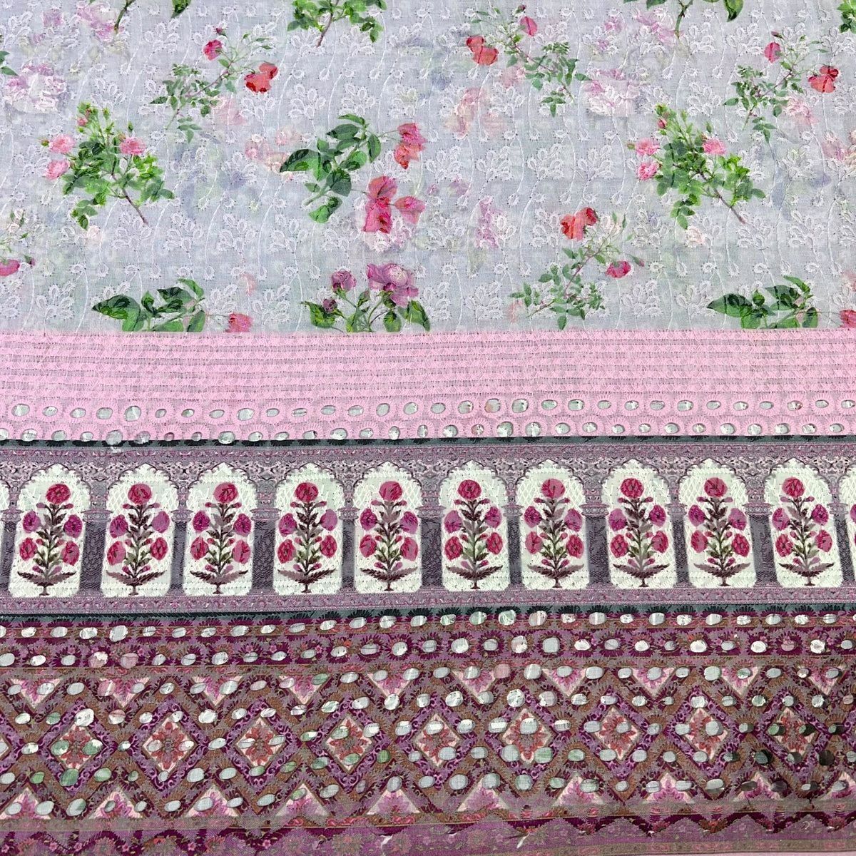 Floral Cotton Broderie Anglaise Fabric 100% Cotton Dress Craft Material 44" Wide By The Meter