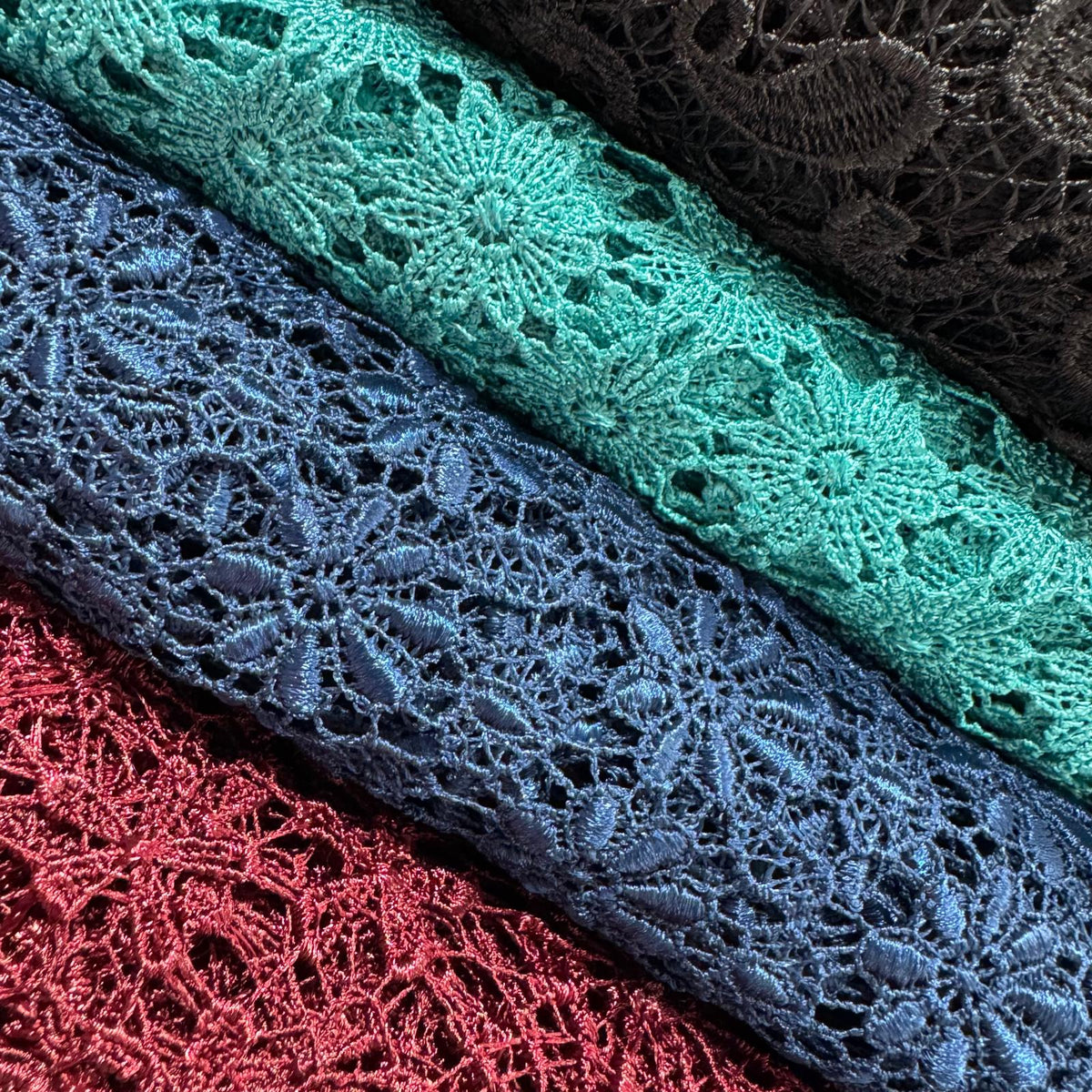 Premium Floral Lace Fabric – Embroidered Mesh Lace with Scalloped Border | 58 Inch Wide | Bridal & Evening Dress Fabric