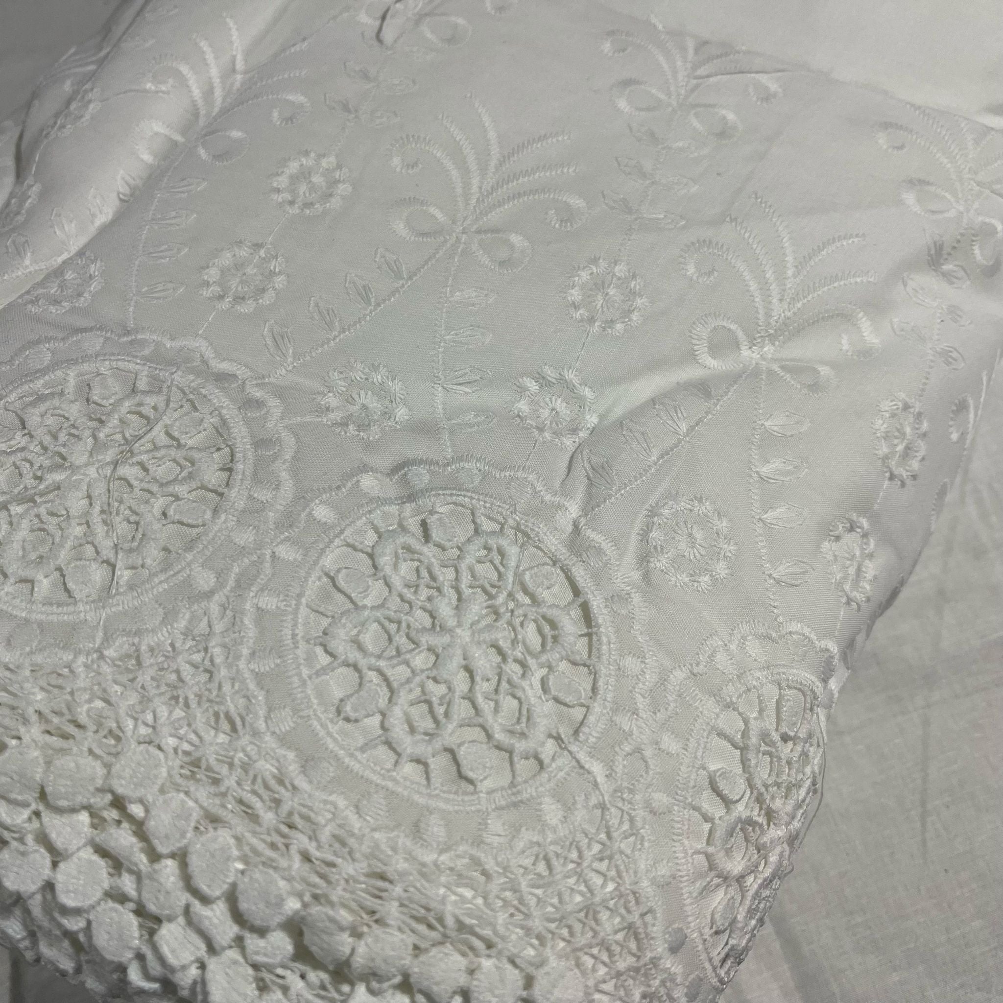 Cotton Floral Embroidery Fabric Lace Broderie Anglaise Dress Craft Material 44