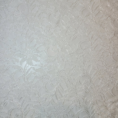 Floral Bridal Lace Fabric – 58" Wide Polyester Mesh & Elastane Blend Dress Material by the Meter