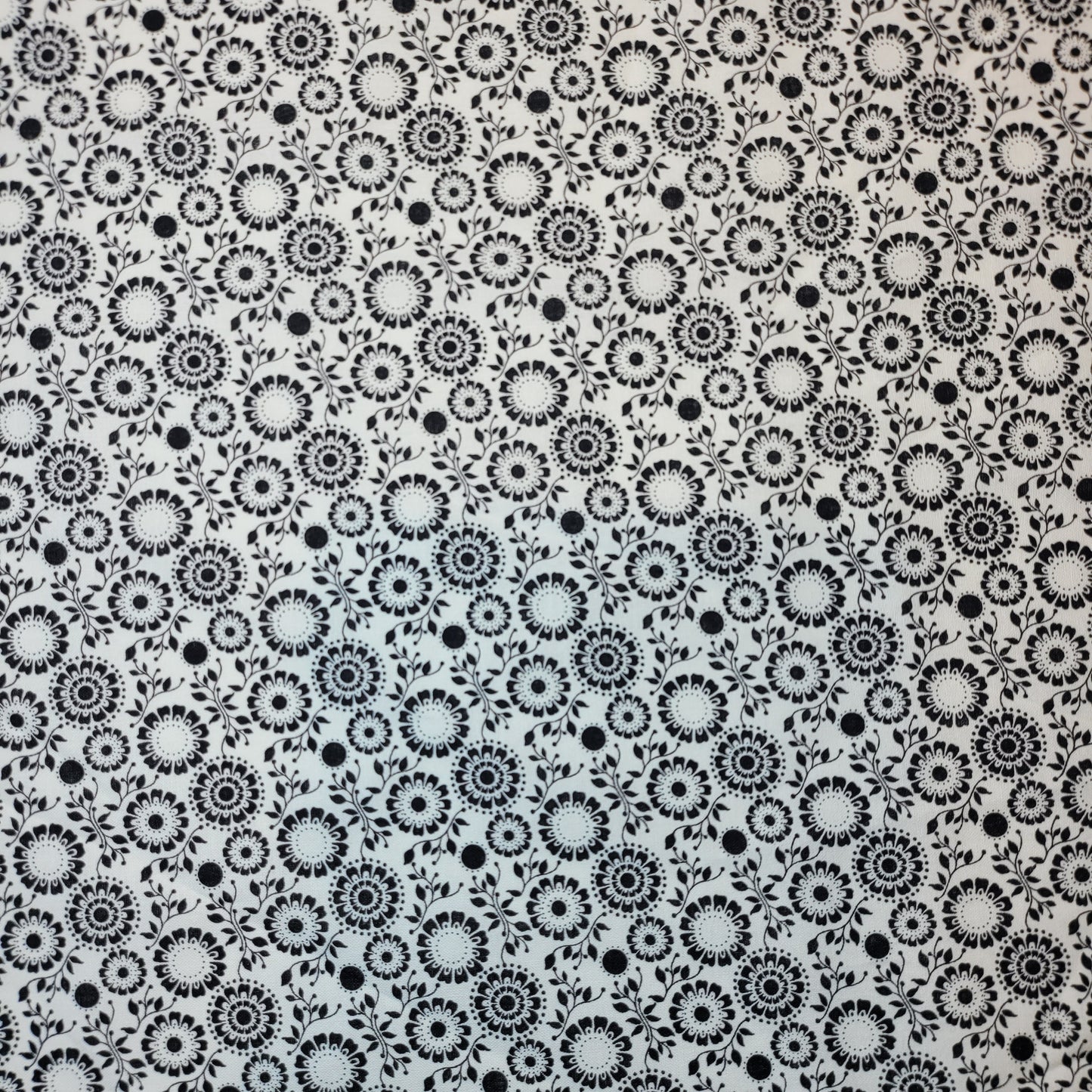 Soft 100% Cotton Floral Fabric for Kids’ Sewing and Quilting – 44" Wide, Perfect for Dresses and Crafts (White Vector Floral)