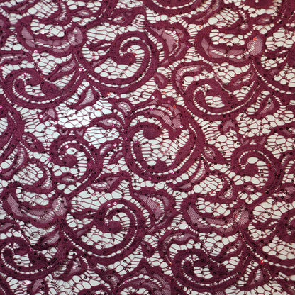 Floral Bridal Lace Fabric – 58" Wide Polyester Mesh & Elastane Blend Dress Material by the Meter