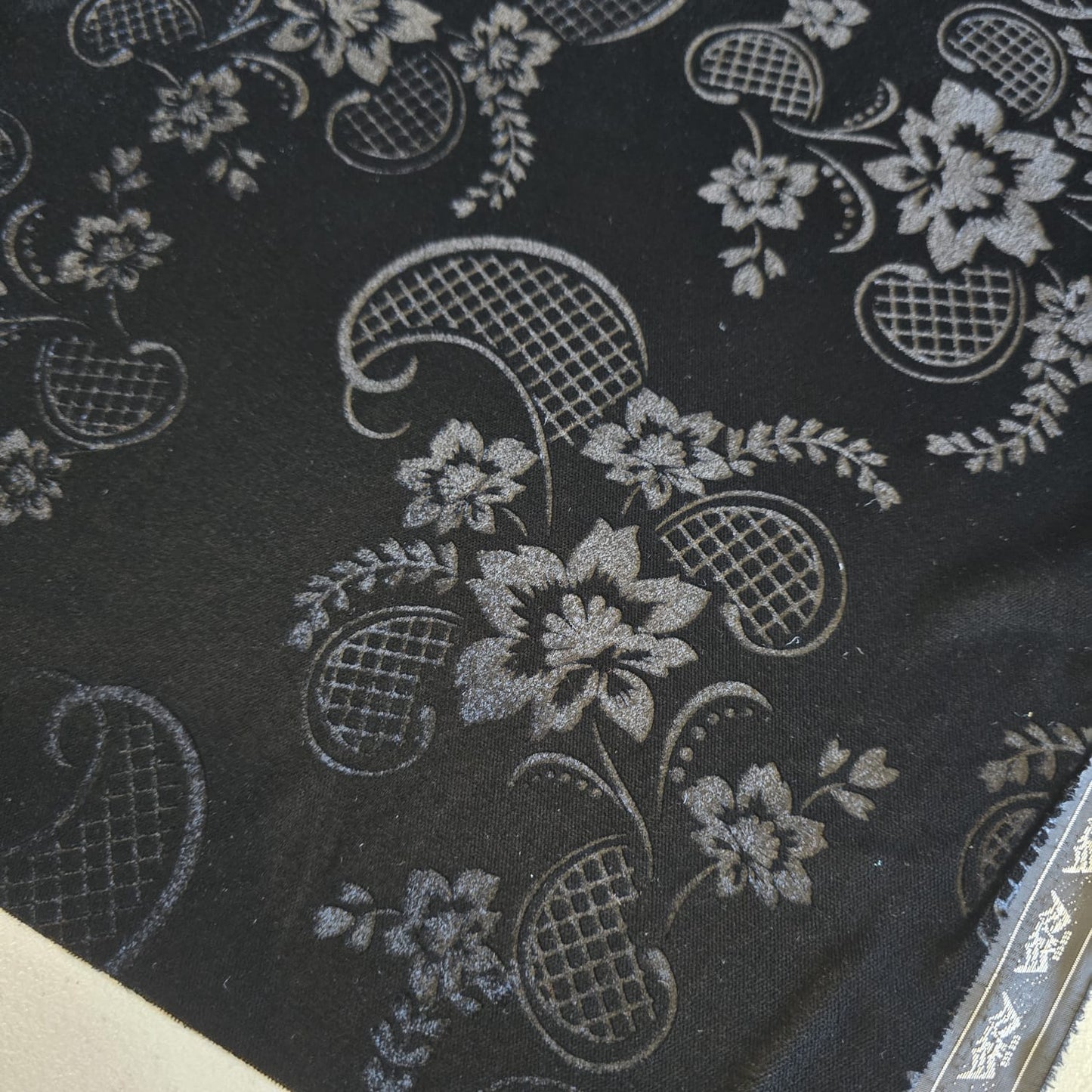 Luxury Floral Embossed Velvet Fabric | Three Crown Non-Stretch Velvet | 58" (147cm) Wide Dress, Craft & Drape Material – Sold by the Metre