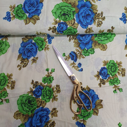 100% Cotton Digital Floral Print Fabric – Soft Touch Indian Design, 44" Wide for Dressmaking & Crafts