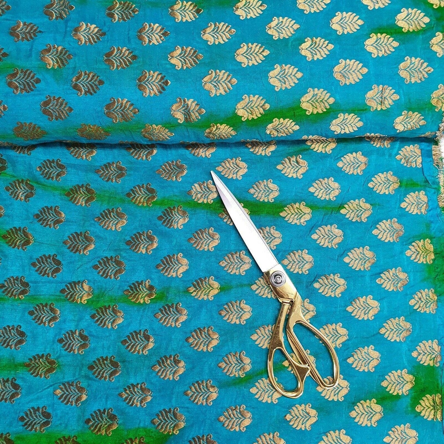 Royal Emblem Indian Vintage Tie Dye Jacquard Banarasi Brocade Fabric – 44" Wide Dress & Craft Material