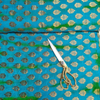 Royal Emblem Indian Vintage Tie Dye Jacquard Banarasi Brocade Fabric – 44" Wide Dress & Craft Material