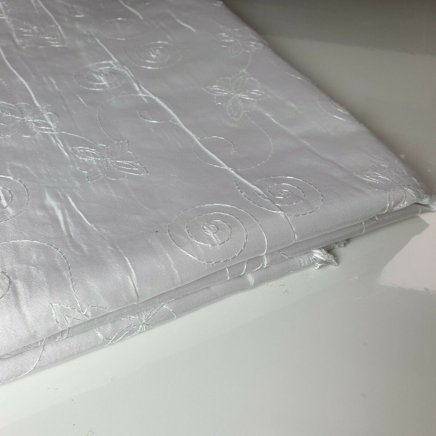 Embroidered & Self-Print Luxury Faux Silk Taffeta Fabric – 44" Wide for Dresses, Curtains & Cushions