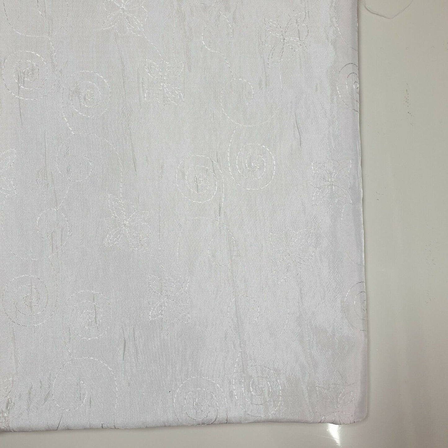 Embroidered & Self-Print Luxury Faux Silk Taffeta Fabric – 44" Wide for Dresses, Curtains & Cushions