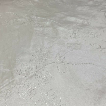 Embroidered & Self-Print Luxury Faux Silk Taffeta Fabric – 44" Wide for Dresses, Curtains & Cushions