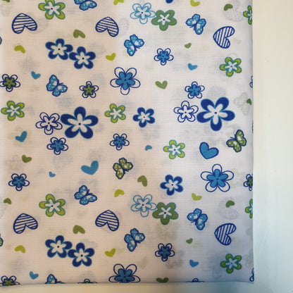 Floral Ditsy Print Polycotton Fabric – White Base – 112cm (44") Wide – Craft & Dress Fabric – Sold by the Meter