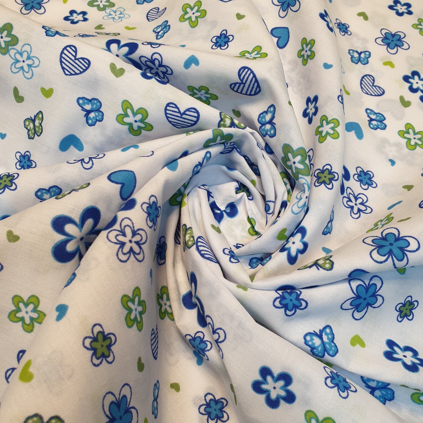 Floral Ditsy Print Polycotton Fabric – White Base – 112cm (44") Wide – Craft & Dress Fabric – Sold by the Meter