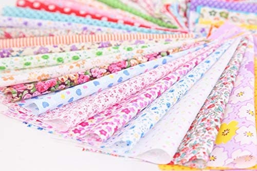 20 Piece polycotton bundle of floral's and spotty Leaves fabrics 25 cm x 25 cm
