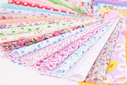 20 Piece polycotton bundle of floral's and spotty Leaves fabrics 25 cm x 25 cm