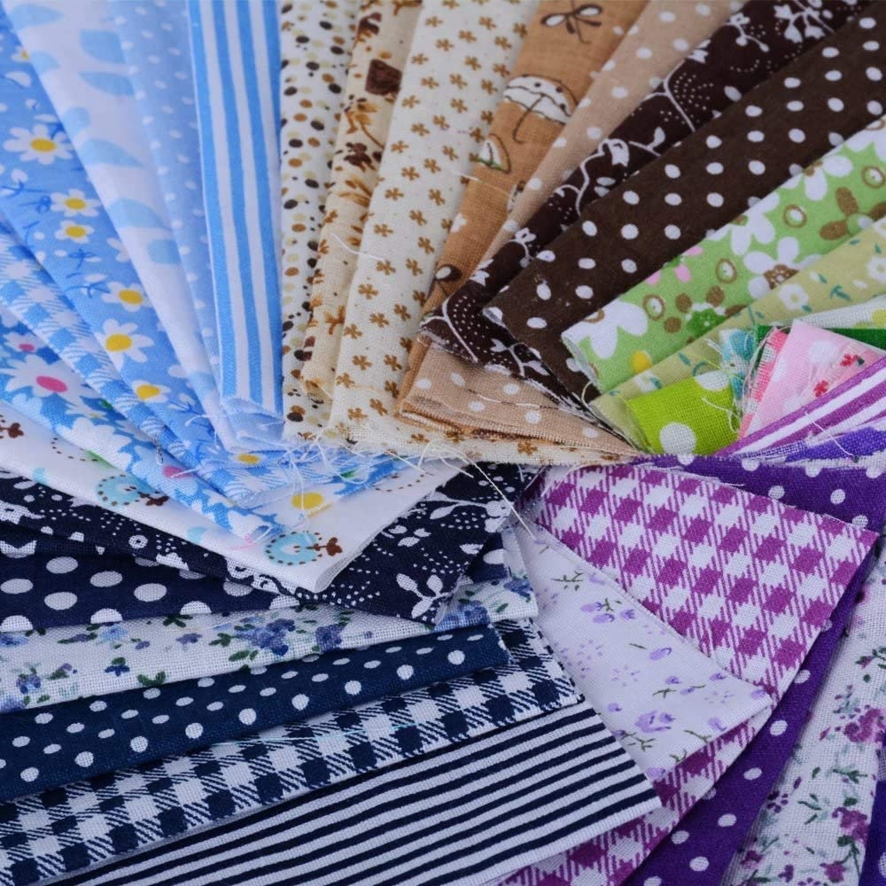 20 Piece polycotton bundle of floral's and spotty Leaves fabrics 25 cm x 25 cm