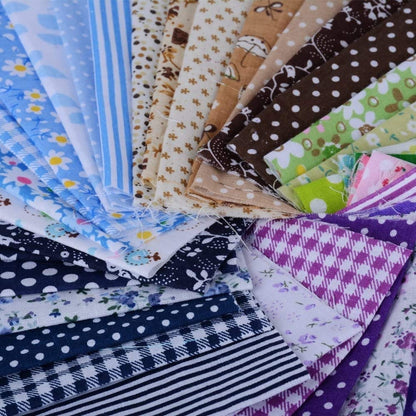 20 Piece polycotton bundle of floral's and spotty Leaves fabrics 25 cm x 25 cm
