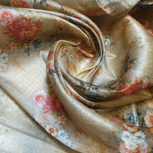 Polyester Faux Raw Silk Digital Print Fabric – 44" Wide Floral, Abstract & Frida Kahlo Inspired Dress, Craft & Quilting