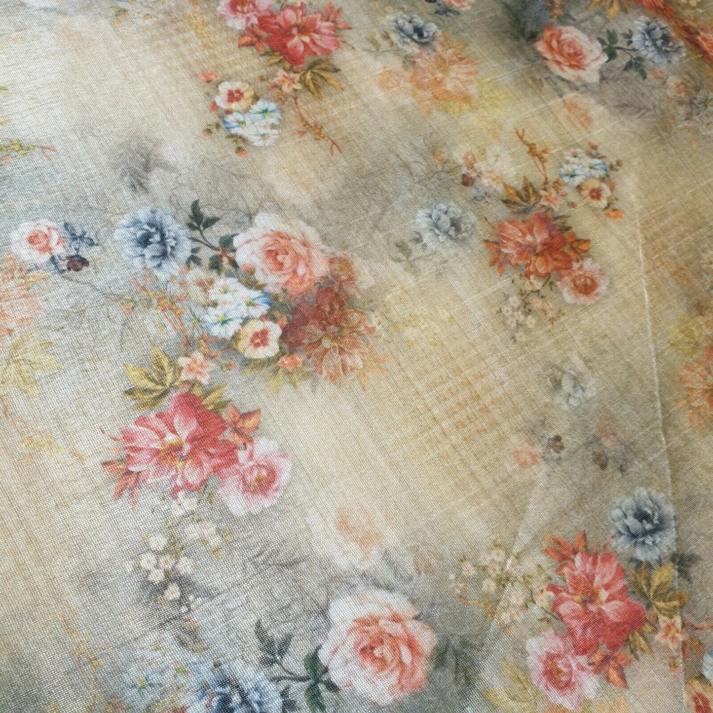 Polyester Faux Raw Silk Digital Print Fabric – 44" Wide Floral, Abstract & Frida Kahlo Inspired Dress, Craft & Quilting