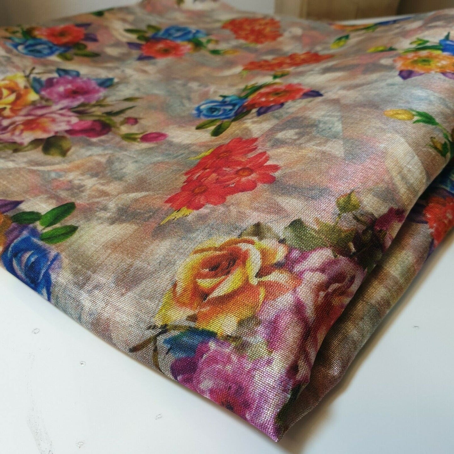 Polyester Faux Raw Silk Digital Print Fabric – 44" Wide Floral, Abstract & Frida Kahlo Inspired Dress, Craft & Quilting