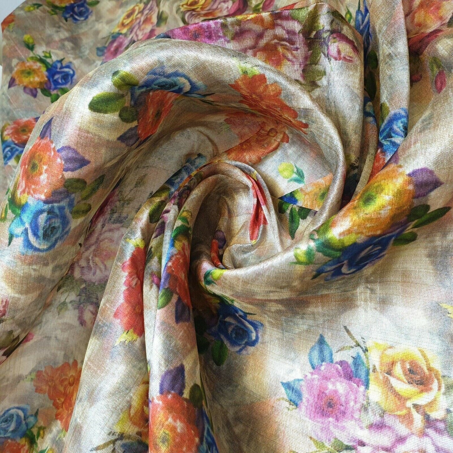 Polyester Faux Raw Silk Digital Print Fabric – 44" Wide Floral, Abstract & Frida Kahlo Inspired Dress, Craft & Quilting