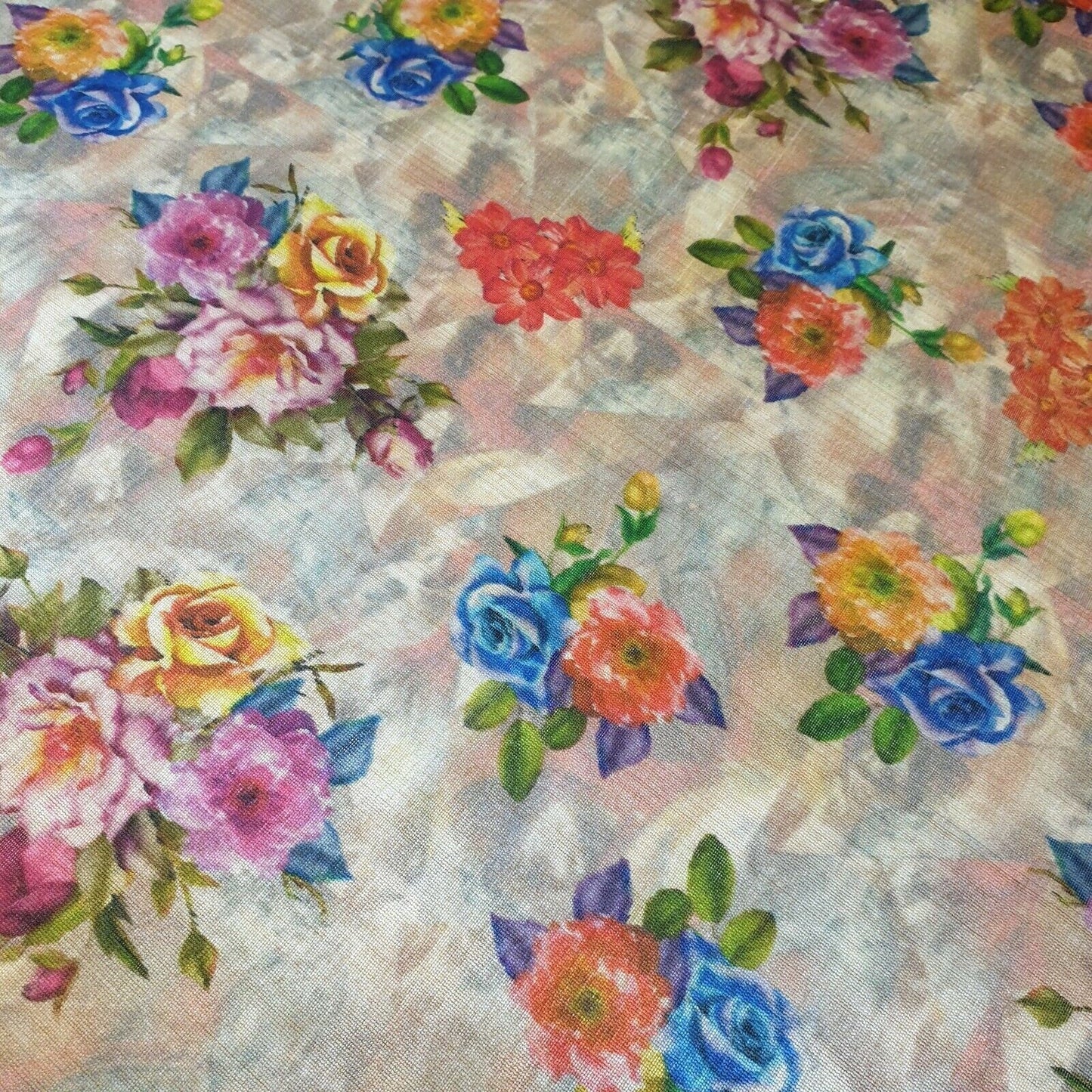 Polyester Faux Raw Silk Digital Print Fabric – 44" Wide Floral, Abstract & Frida Kahlo Inspired Dress, Craft & Quilting