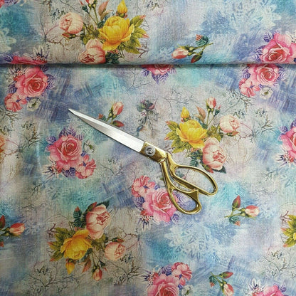 Polyester Faux Raw Silk Digital Print Fabric – 44" Wide Floral, Abstract & Frida Kahlo Inspired Dress, Craft & Quilting
