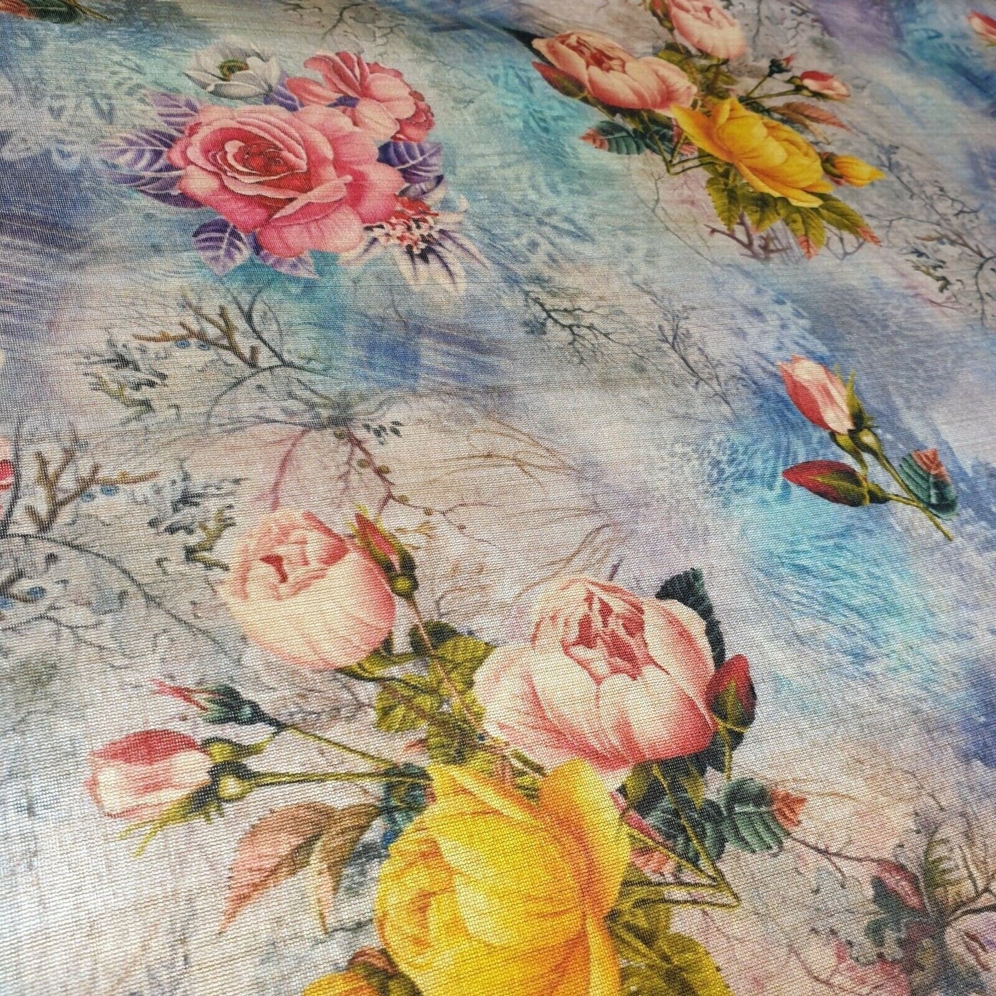 Polyester Faux Raw Silk Digital Print Fabric – 44" Wide Floral, Abstract & Frida Kahlo Inspired Dress, Craft & Quilting