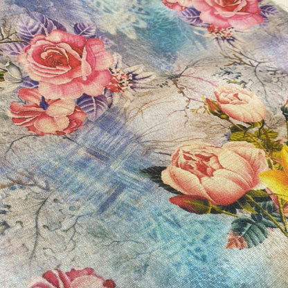 Polyester Faux Raw Silk Digital Print Fabric – 44" Wide Floral, Abstract & Frida Kahlo Inspired Dress, Craft & Quilting