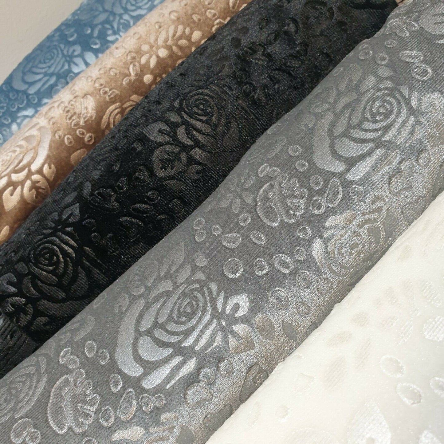 Roses Floral Embossed Stretch Velvet Velour Fabric – 58" Wide Premium Dress & Craft Material