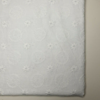 Premium White 100% Cotton Broderie Anglaise Embroidery Dressmaking 58" Fabric 09 Available in Continuous Length