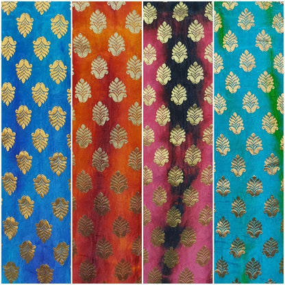 Royal Emblem Indian Vintage Tie Dye Jacquard Banarasi Brocade Fabric – 44" Wide Dress & Craft Material