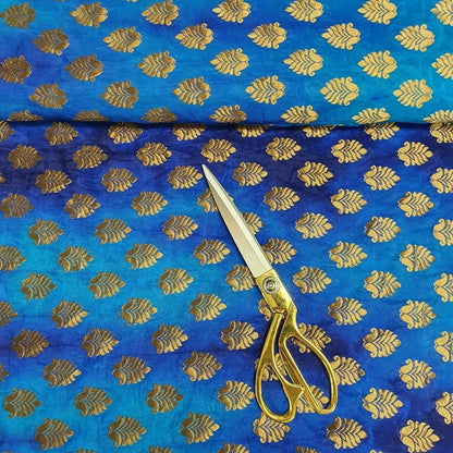 Royal Emblem Indian Vintage Tie Dye Jacquard Banarasi Brocade Fabric – 44" Wide Dress & Craft Material