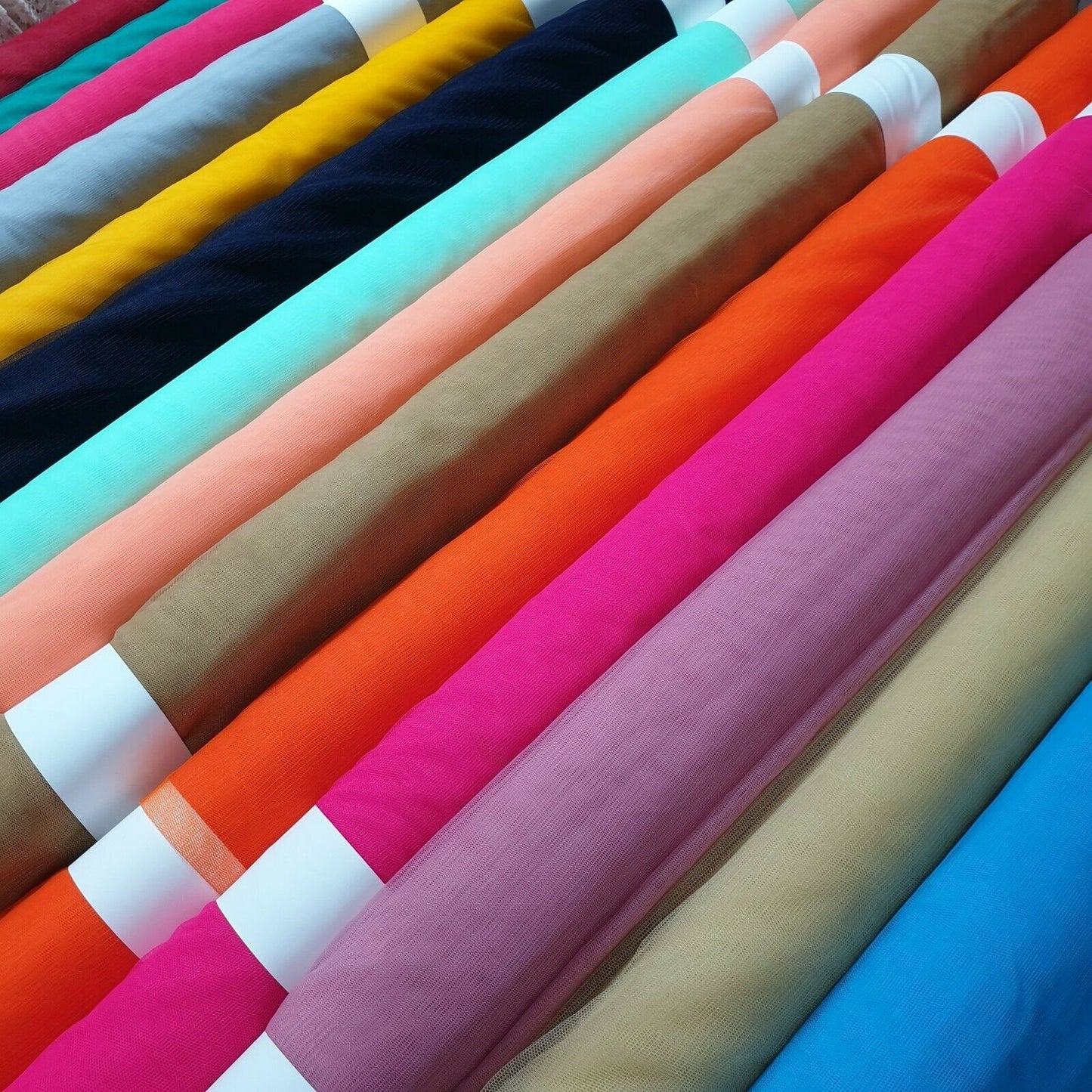 Premium Power Net Fabric – 58" Wide 2-Way Stretch Mesh Sheer Lining & Dress Material