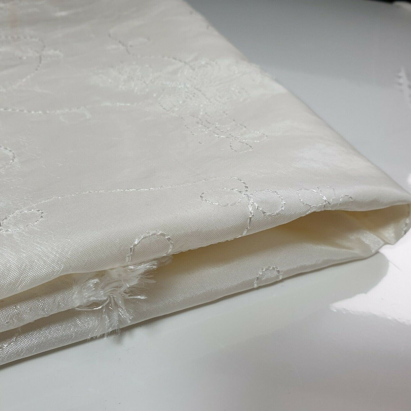 Embroidered & Self-Print Luxury Faux Silk Taffeta Fabric – 44" Wide for Dresses, Curtains & Cushions