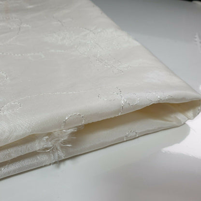 Embroidered & Self-Print Luxury Faux Silk Taffeta Fabric – 44" Wide for Dresses, Curtains & Cushions